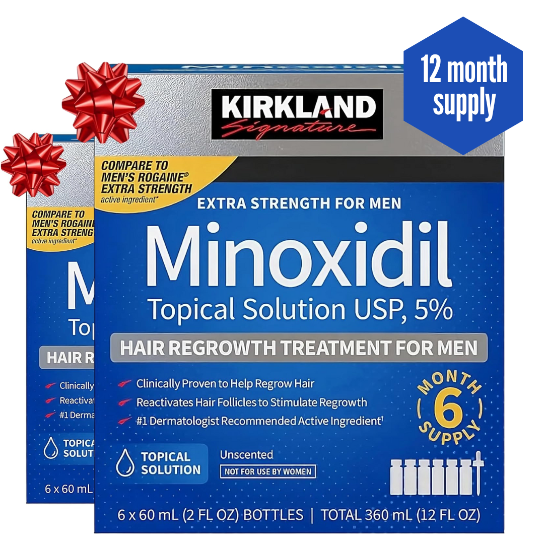 Kirkland Minoxidil 5% Extra Strength Hair Regrowth  Liquid - 12 Month Supply